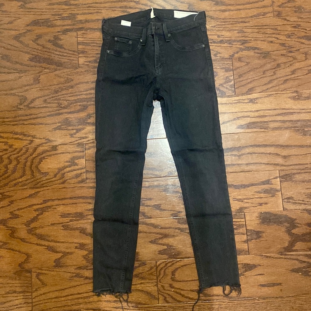 Rag and bone black legging frayed denim